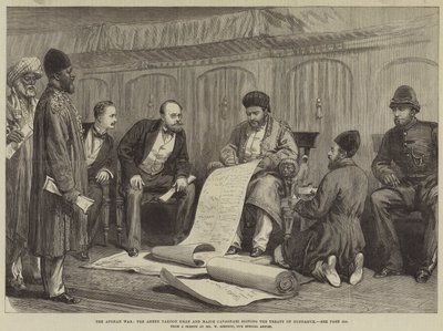 The Afghan War, the Ameer Yakoob Khan and Major Cavagnari Signing the Treaty of Gundamuck by William Crimea Simpson